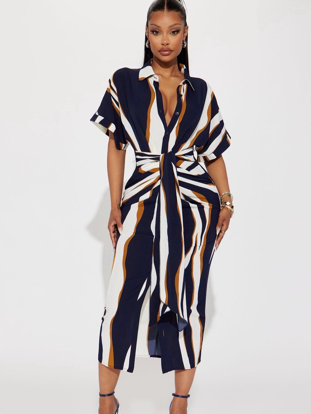 Fashion Nova Laurie Button Down Midi Dress